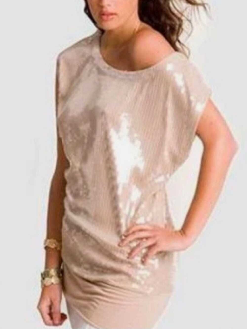 Marciano Elegant Sequin Beige Top